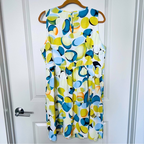 NWOT SHEIN Allover Geometric Print White/Green Sleeveless Smock Dress, L& XL - Picture 15 of 16